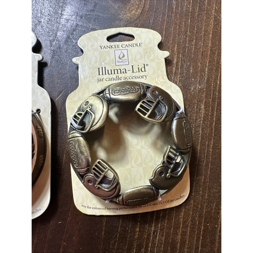 Yankee Candle 3 Lot Illuma Lid Topper Metal Gold Fall Halloween Football Spider